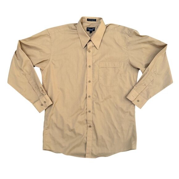 Kilbourne Finch Beige Mens‎ Dress Shirt 15.5 Vintage Single Needle Tailoring - Picture 3 of 6